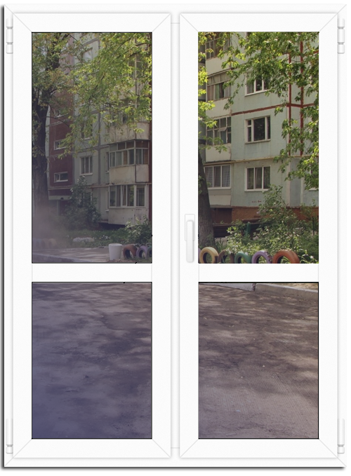 Межкомнатная двухстворчатая остекленная дверь ПВХ 1500x2200 Grunhaus P-design