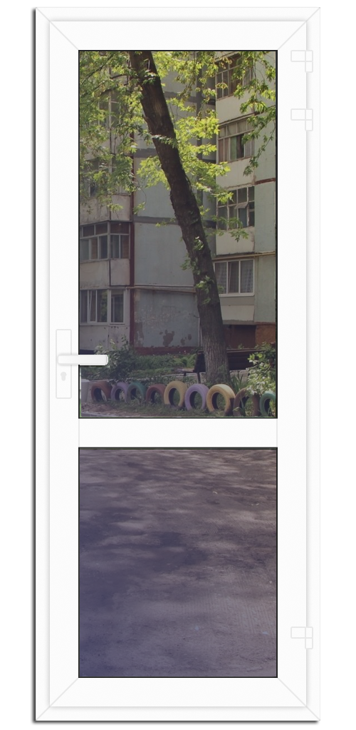 Балконные остекленные двери ПВХ с импостом 700x2100 REHAU Grazio